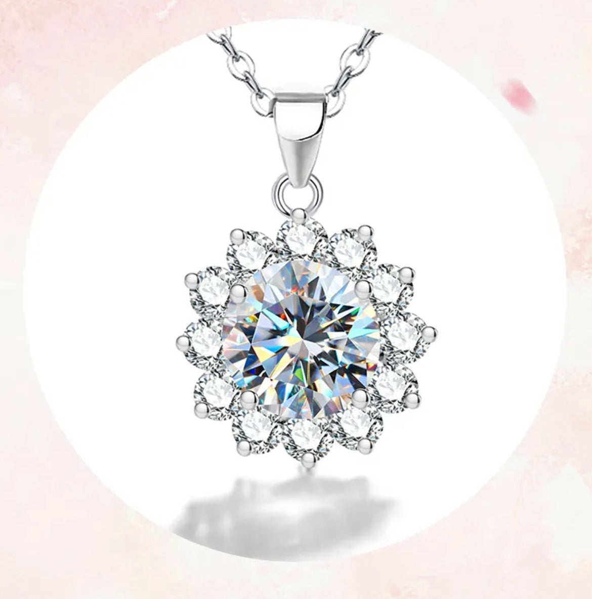 Stunning sunflower moissanite Pendent