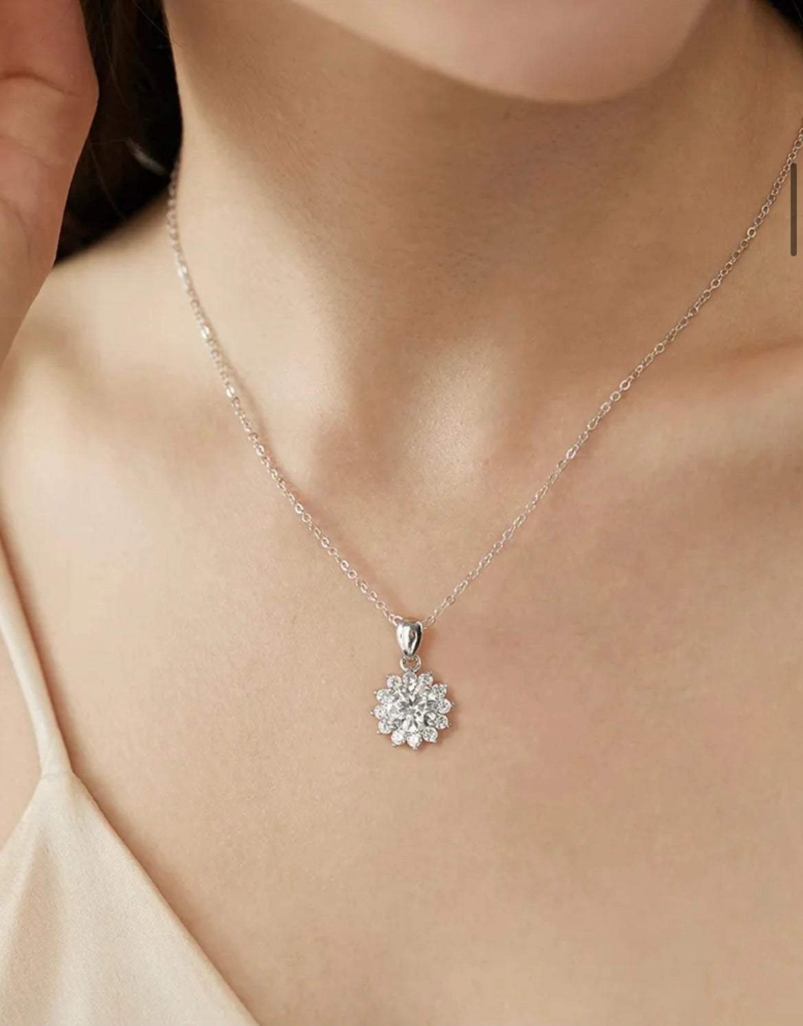 Stunning sunflower moissanite Pendent